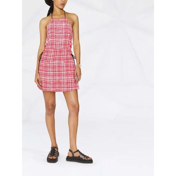 Self-portrait Boucle-knit Cutout Mini Dress Red - 8